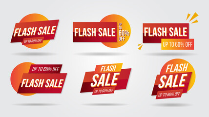 Flash sale discount lebel collection banner and icons corners, labels, curls and tabs.Shopping tags new collection offers isolated.