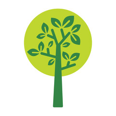 Green tree icon suitable for ecology company logotype. Vector illustration