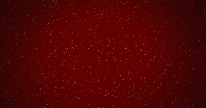 Animation of winter scenery with snow falling on red background