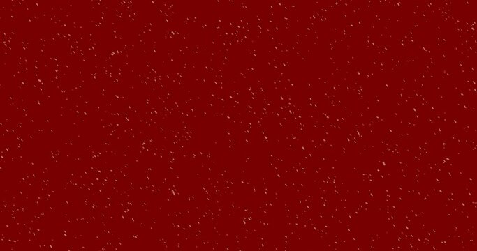 Animation of winter scenery with snow falling on red background