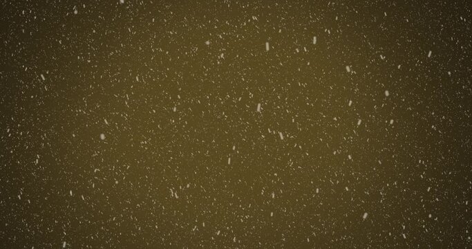 Animation of winter scenery with snow falling against brown background
