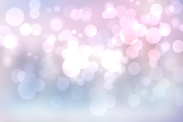 Abstract blurred vivid spring summer light delicate pastel pink blue bokeh background texture with bright soft color circles and bokeh lights. Card concept. Beautiful backdrop illustration.