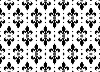 Flower geometric pattern. Seamless vector background. White and black ornament