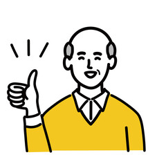 男性　シニア　ベクター ポップ　いいね

