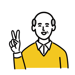 男性　シニア　ベクター ポップ　ピース　2
