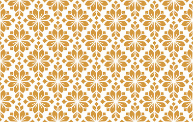 Flower geometric pattern. Seamless vector background. White and gold ornament. Ornament for fabric, wallpaper, packaging. Decorative print
