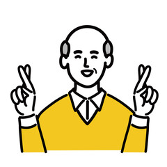 男性　シニア　ベクター　ポップ　幸運を祈る
