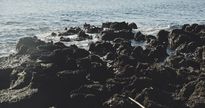 sea rocks. Nature conceprt, filmed on cinematic camera, 12 bit color