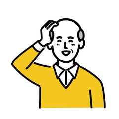 男性　シニア　ベクター　ポップ　照れる
