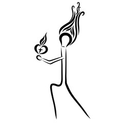 burning match carrying a heart with a cross and a flame