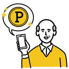 男性　シニア　ベクター　ポップ　ポイント
