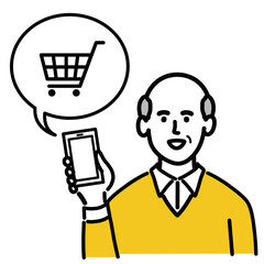 男性　シニア　ベクター　ポップ　ネットショッピング
