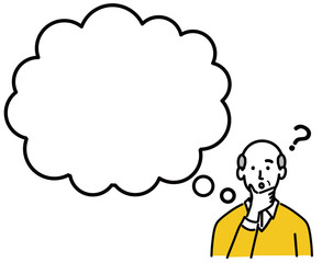 男性　シニア　ベクター　ポップ　考えている　はてな　空欄
