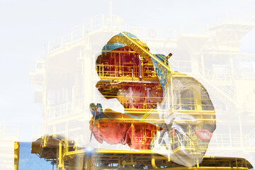 Double exposure Welder is Welding process with structure Rig Drilling platform.