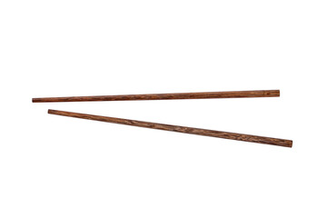 Top view of wooden chopsticks isolated on white background, clipping paths