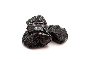 Dried plums isolated on white background