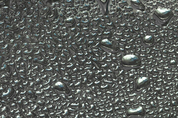 Grey color water drops different shapes grunge surface for background or wallpaper macro