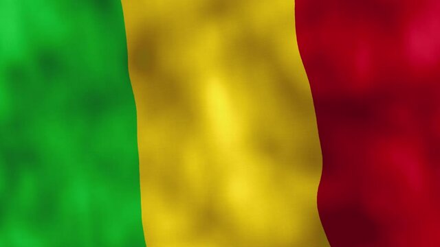 African Mali Modern Red, yellow and green Flag Waving VFX Animation