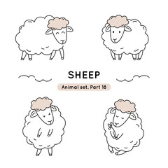 Set of doodle sheeps in various poses. Collection of cute characters isolated.