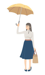 Young woman holding an umbrella. Vector illustration .