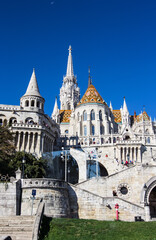 Fisherman's Bastion on the banks of the Danube river in Budapest, capital of Hungary. This is one of the most popular attraction in Budapest. Hungarian landmarks