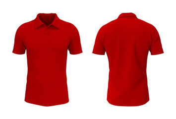 Blank collared shirt mockup, front, and back views, tee design presentation for print, 3d rendering, 3d illustration