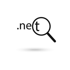 Dot Net Icon and magnifier. Domain search icon.