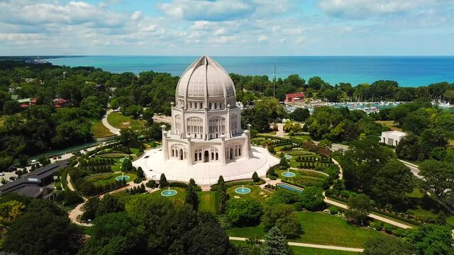 Beautiful Aerial View of the Bahai House of Worship