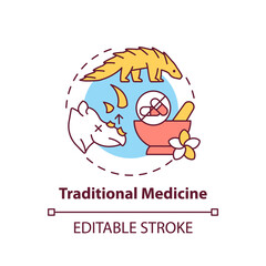Traditional medicine concept icon. Exotic animal abuse and cruelty. Biodiversity loss. Wildlife extinction idea thin line illustration. Vector isolated outline RGB color drawing. Editable stroke