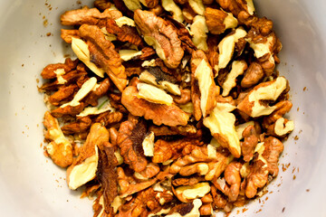 walnut kernels, close-up as texture for background