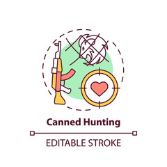 Canned hunting concept icon. Aim with rifle. Endangered nature. Animal abuse and wildlife conservation idea thin line illustration. Vector isolated outline RGB color drawing. Editable stroke