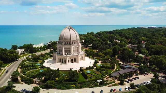Beautiful Aerial View of the Bahai House of Worship