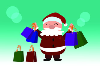 Santa claus holding a shopping bag in hand on background.