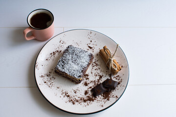 Delicious biscuit cake with chocolate.

