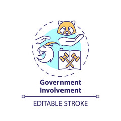 Government involvement concept icon. Animal welfare. Legal act. Animal abuse and wildlife conservation idea thin line illustration. Vector isolated outline RGB color drawing. Editable stroke