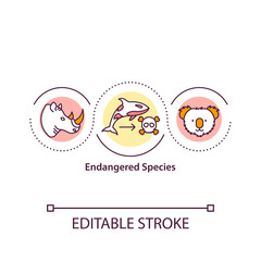 Endangered species concept icon. Vulnerable and threatened animals idea thin line illustration. Habitat loss and poaching. Extinction. Vector isolated outline RGB color drawing. Editable stroke