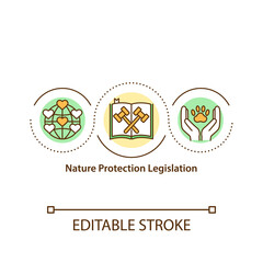Nature protection legislation concept icon. Environment conservation idea thin line illustration. Biological diversity regulation. Vector isolated outline RGB color drawing. Editable stroke