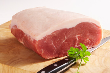 Raw haunch bacon from the pig