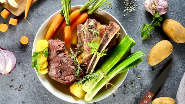 pot au feu- beef stew with vegetable and broth