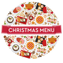 Christmas menu food for celebrating xmas holidays