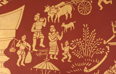 Thai murals depicting