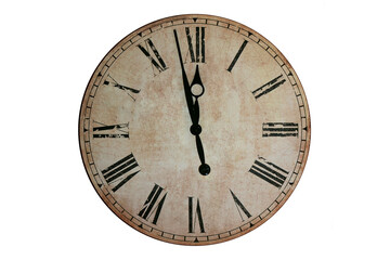 Midnight wall clock.Wall clock that marks a few minutes to midnight.