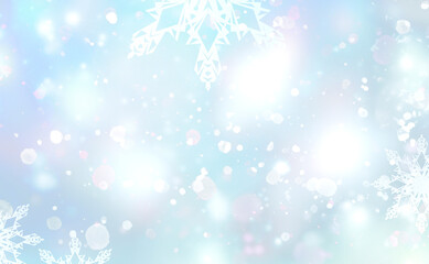 Whinter background,light christmas bokeh.Magic frost texture,new year defocused card.Glowing lights holiday wallpaper.
