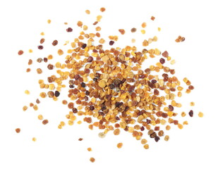 Pollen pile isolated on white background, top view