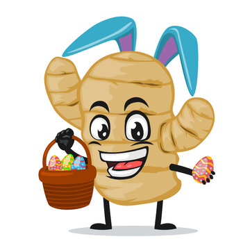 ginger easter bunny holding basket clip art preview