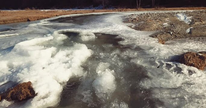 rivi&egrave;re de montagne sous la glace - Alpes Suisse 