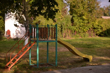 playground for children in the yard of the primary school in the village