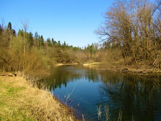 Fototapeta na wymiar Peacuful calm river rak flowing through Rakov Skocjan