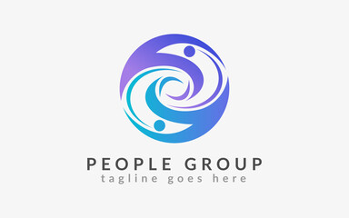 Abstract People Group Based Circle Shape Design Illustration. Flat Vector Logo Design Template