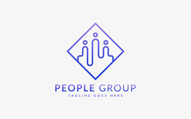 Abstract People Group Tech Digital Logo Illustration. Flat Vector Logo Design Template.